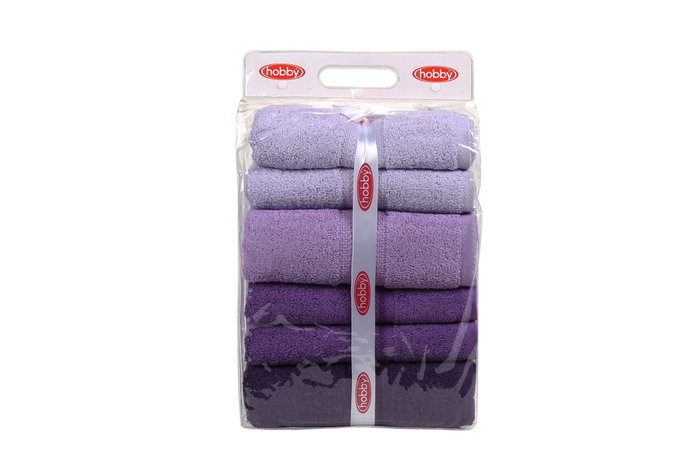 Aucune Juego de 4 toallas de baño - 70 x 140 cm - Morado